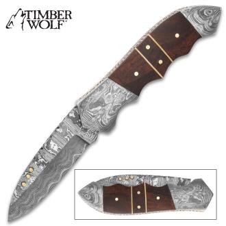Timber Wolf Matterhorn Pocket Knife Damascus Steel Blade