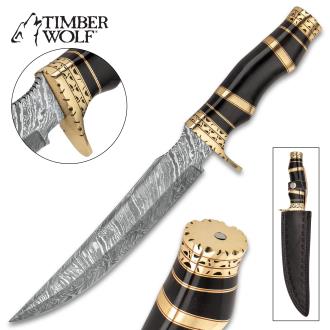 Timber Wolf Luxor Fixed Blade Knife Damascus Steel Blade