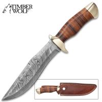 TW932 - Timber Wolf Petra Temple Knife With Sheath - Damascus Steel Blade.