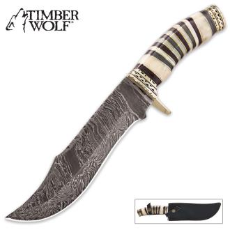 Timber Wolf Midnight Winds Damascus Bowie Knife