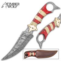 TW988 - Timber Wolf Crimson Aggressor Fixed Blade Knife With Sheath