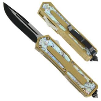 Titan Golden Goose DA Drop Point Swirl OTF Automatic Knife TS13 Automatic Knives