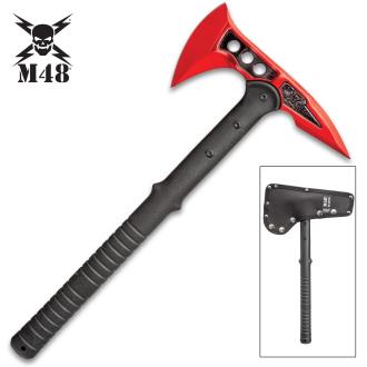 M48 Red Tactical Tomahawk Axe With Snap-On M48 Sheath