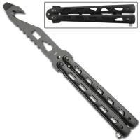 WG837 - Viceroy Butterfly Knife Belt Cutter Multi Tool Black