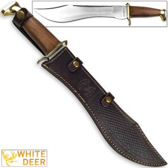 WHITE DEER MAGNUM Dave Dundee Bowie Knife Jungle Sawback Seratted Spine w Wood Handle