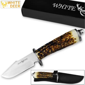 Case of 6pcs White Deer Apprentice 2 9.75in Knife 440 Stainless Steel Sim-Stag Handle