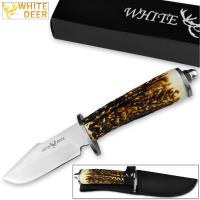 WD-8702_6pcs - Case of 6pcs WHITE DEER Apprentice 2 9.75in Knife 440 Stainless Steel Sim-Stag Handle