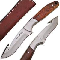 WD-9407 - WHITE DEER J2 Steel Hunters Guthook Skinner Knife Wood Grip Drop Point
