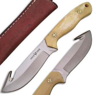 White Deer Guthook Ranger Series J2 Steel Skinner Knife Buffalo Bone Grips