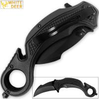 WD2054BK - White Deer Extreme Defense Emergency Tactical Karambit Knife Assisted Open Black