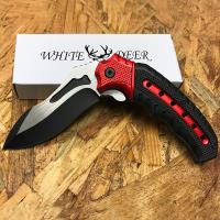 WDF-453RD - White Deer Tactical Knife Red and Black Spring Assisted