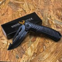 WDF-808 - White Deer Gut Hook Spring Assisted Knife Black Blade