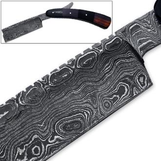 White Deer Damascus Steel Straight Razor Shaving 100% Handcrafted - Bison Horn & Cocobolo Grips