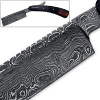 WDM-2350 - White Deer Damascus Steel Straight Razor Shaving 100% Handcrafted - Bison Horn &amp; Cocobolo Grips