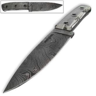 White Deer Tactical Polycarbonate Damascus Fixed Blade Knife Full Pattern Tang Clear Grips