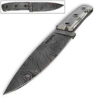 WDM-2351 - White Deer Tactical Polycarbonate Damascus Fixed Blade Knife FULL PATTERN TANG Clear Grips