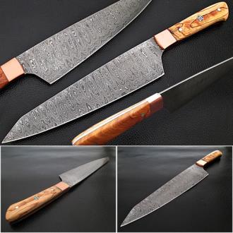 Gyuto Forged Chef Knife Olivewood Handle Damascus 1095 HC Steel by White Deer