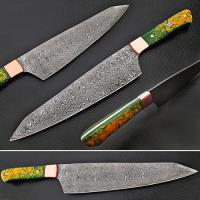 WSDM-2319 - Pacific Rim Santoku Forged Chef Knife Resin Grips Damascus 1095 HC Steel by White Deer