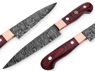 White Deer Pakkawood Paring Knife Pro Chef Cutlery Damascus Steel 1095 HC