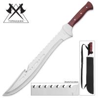 XL1557 - Tomahawk Razorback Full Tang Machete With Nylon Shoulder Sheath