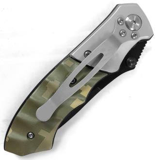 Wartech USA Military Style Digi-Camo Folding Pocket Knife EDC Serrated Blade