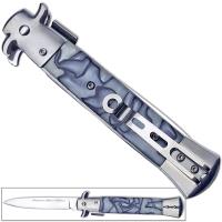 YC-575WB - Premium Milano Collection Stiletto Knife Spring Assist White Grey