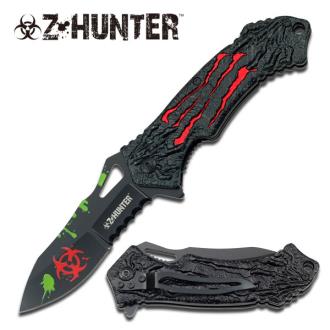 Red Zombie Hunter Assisted Opening Folder Knife