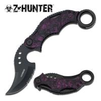 ZB-042PE - Zombie Tactical Skinner Assisted Opening Serrated Knife Purple