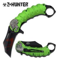 ZB-058GN - Zombie Tactical Green Assisted Opening Knife With Finger Ring