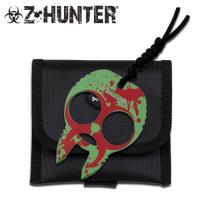 ZB-061GR - Zombie Hunter Knuckle Buckles Green Red with Red Splash