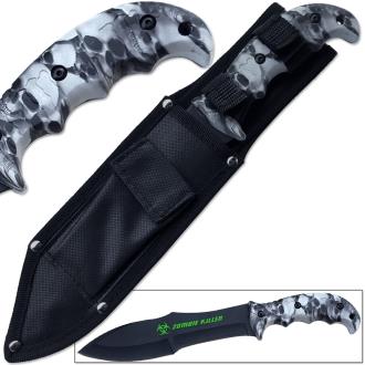 Zombie Outbreak Survival Knife Hybrid Extreme Full Tang 12.5in Grey Survival EDC