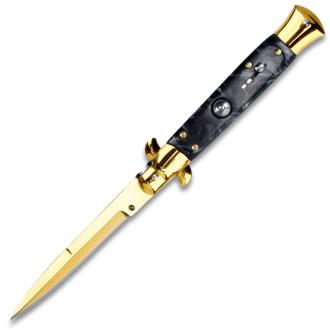 Gold Edition Blade Automatic Stiletto Knife Back Handle
