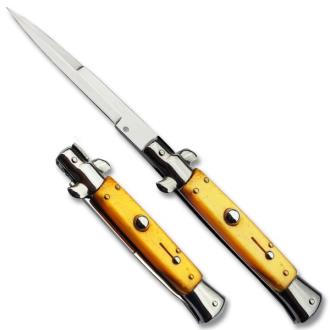 Gold Classic Stiletto Auto Knife Gold Color Handle