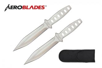 Double Edged Throwing Knives Set with Holes in Handle Chrome