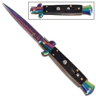 Mafia Italian Milano Stiletto Switchblade Titanium Charcoal Automatic Knife