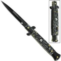 A150PB - Black &amp; White Stiletto Switchblade Automatic A150PB - Automatic Knives