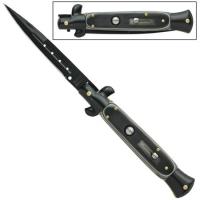 A155BLB - Il Grande Italian Milano Stiletto Switchblade Black Whitewall Automatic Knife