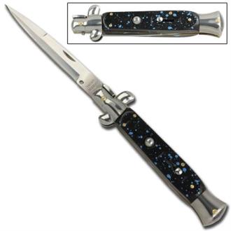 Il Grande Italian Milano Stiletto Switchblade Silver Splash Automatic Knife