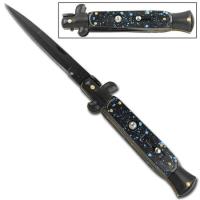 A155PB - IL Grande Italian Milano Stiletto Blue Splash Automatic Knife