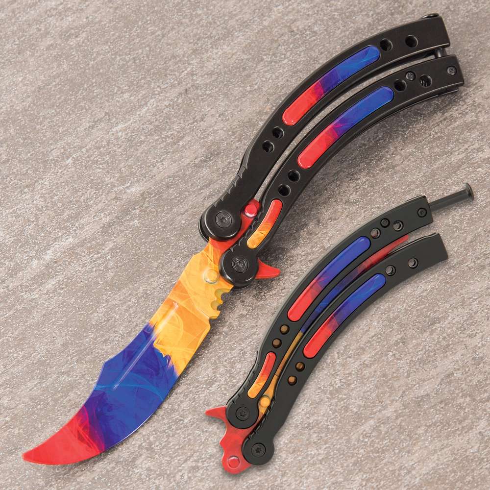Marble Fade Butterfly Knife Trainer Stainless Steel Blade