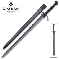 AC1062 - Black War Sword and Scabbard - High Carbon Steel Blade