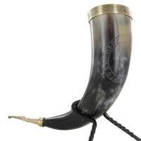 IN60622HR - Algiz Protection Viking Handmade Stand Drinking Horn Set