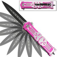 AZL04PK - Punisher Glass Breaker Spring Assisted Knife Pink