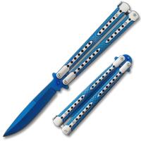 BF-169BL - Swift Blue Balisong Two-Tone Titanium Coated Butterfly Knife