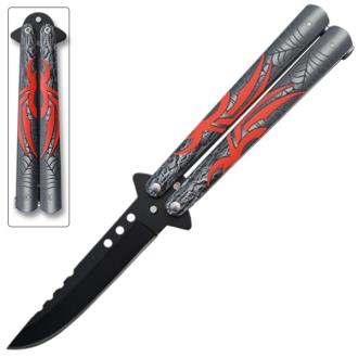 Red Spider Balisong Butterfly Knife Black Blade
