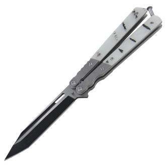 White Widow Two Toned Stainless Steel Butterfly Knife