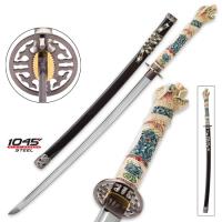 BK3300 - Highlander Black Open Mouth Dragon Katana Sword