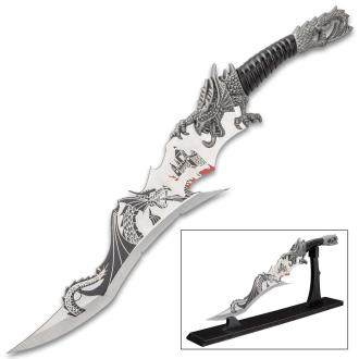 Dragon and Castle Fantasy Knife with Display Stand