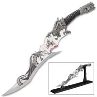 BK4525 - Dragon and Castle Fantasy Knife with Display Stand