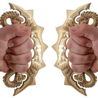 2 Piece Pair Solid Brass Embark The Dragon Xtra Large Tekko Brass Knuckles
